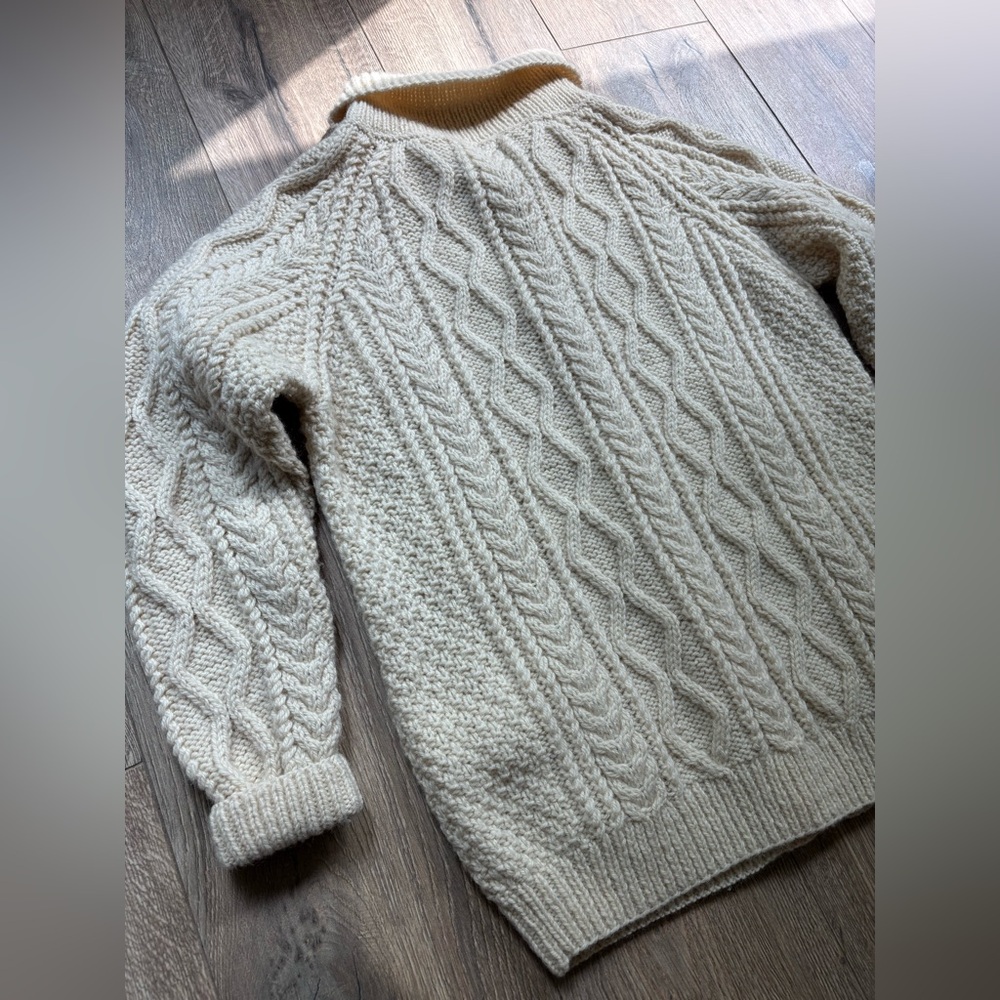 Macmillan of Scotland Cable Knit Wool Cardigan Sweater Large UK 42 Aran Unisex - Picture 5 of 16